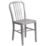 English Elm EE1619 Industrial Commercial Grade Metal Colorful Table and Chair Set Silver EEV-12885