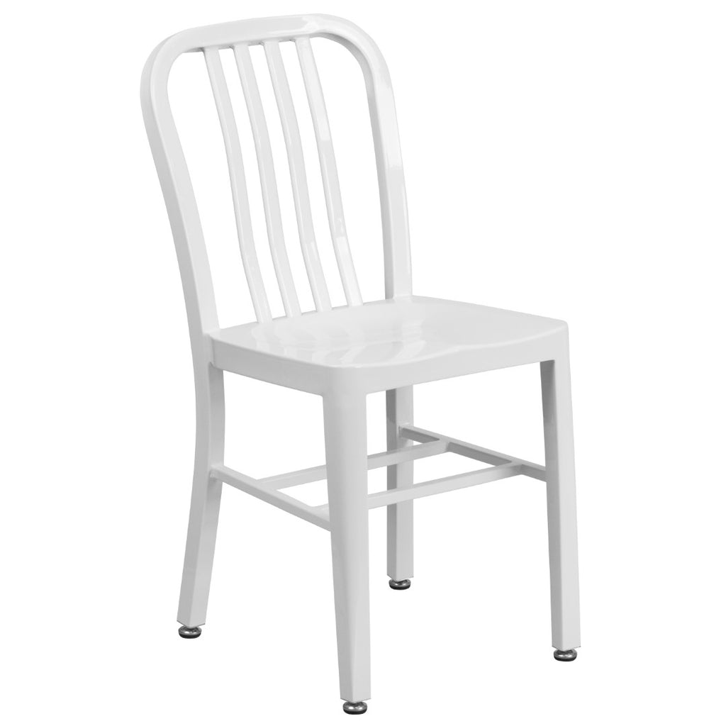 English Elm EE1619 Industrial Commercial Grade Metal Colorful Table and Chair Set White EEV-12886