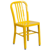 English Elm EE1619 Industrial Commercial Grade Metal Colorful Table and Chair Set Yellow EEV-12887