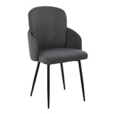 Dahlia Contemporary Dining Chair in Black Metal and Grey Fabric with Chrome Accent by LumiSource - Set of 2