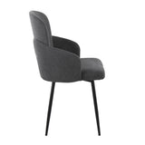 Dahlia Contemporary Dining Chair in Black Metal and Grey Fabric with Chrome Accent by LumiSource - Set of 2