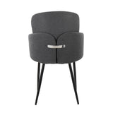 Dahlia Contemporary Dining Chair in Black Metal and Grey Fabric with Chrome Accent by LumiSource - Set of 2