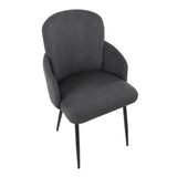 Dahlia Contemporary Dining Chair in Black Metal and Grey Fabric with Chrome Accent by LumiSource - Set of 2