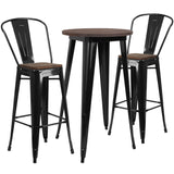 EE1589 Contemporary Commercial Grade Metal/Wood Colorful Bar Table and Stool Set [Single Unit]