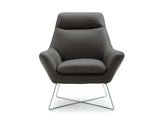 Daiana Chair Dark Gray Top Grain Italian Leather Stainless Steel Legs.