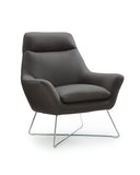 Daiana Chair Dark Gray Top Grain Italian Leather Stainless Steel Legs.