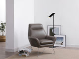 Daiana Chair Dark Gray Top Grain Italian Leather Stainless Steel Legs.