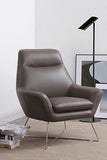 Daiana Chair Dark Gray Top Grain Italian Leather Stainless Steel Legs.