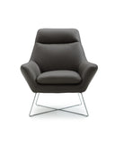 Daiana Chair Dark Gray Top Grain Italian Leather Stainless Steel Legs.