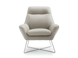 Daiana Chair Light Gray Top Grain Italian Leather Stainless Steel Legs.