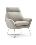 Daiana Chair Light Gray Top Grain Italian Leather Stainless Steel Legs.