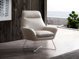 Daiana Chair Light Gray Top Grain Italian Leather Stainless Steel Legs.