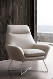 Daiana Chair Light Gray Top Grain Italian Leather Stainless Steel Legs.