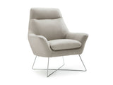 Daiana Chair Light Gray Top Grain Italian Leather Stainless Steel Legs.