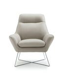 Daiana Chair Light Gray Top Grain Italian Leather Stainless Steel Legs.