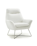 Daiana Chair White Top Grain Italian Leather Stainless Steel Legs.