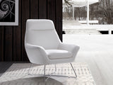 Daiana Chair White Top Grain Italian Leather Stainless Steel Legs.