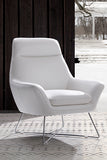 Daiana Chair White Top Grain Italian Leather Stainless Steel Legs.