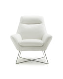 Daiana Chair White Top Grain Italian Leather Stainless Steel Legs.