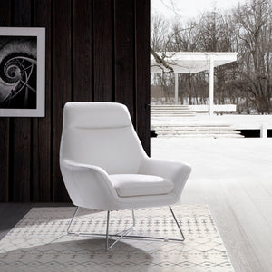 Daiana Chair White Top Grain Italian Leather Stainless Steel Legs.