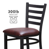 Baxter Metal Side Chair Black Burgundy Set of 2