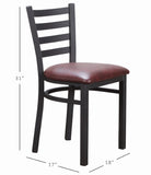 Baxter Metal Side Chair Black Burgundy Set of 2