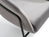 Karla Leisure Armchair, Grey Velvet Fabric, Sanded Black Coated Steel Frame