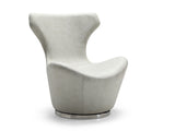 Easton Swivel Leisure Chair, Grey Water Proof Fabric, Polished Stainless Steel Base.