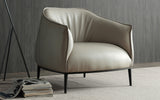 Benbow Leisure Chair, Light Grey Faux Leather. Sanded Black Coated Steel Base.