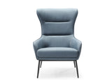 Wyatt Leisure Chair, Blue Faux Leather, Sanded Black Coated Steel Base.