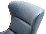 Wyatt Leisure Chair, Blue Faux Leather, Sanded Black Coated Steel Base.