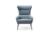 Wyatt Leisure Chair, Blue Faux Leather, Sanded Black Coated Steel Base.