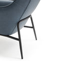 Wyatt Leisure Chair, Blue Faux Leather, Sanded Black Coated Steel Base.