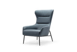 Wyatt Leisure Chair, Blue Faux Leather, Sanded Black Coated Steel Base.