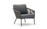 Yarrow Chair And Ottoman In Dark Gray Wicker And Metal Grey Powder-Coating Legs
