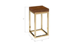 Hayden End Table, Natural, Narrow, Square, Plated Brass Base