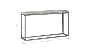 Hayden Console Table, Gray Stone Finish, Black Nickel Base