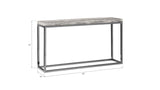 Hayden Console Table, Gray Stone Finish, Black Nickel Base