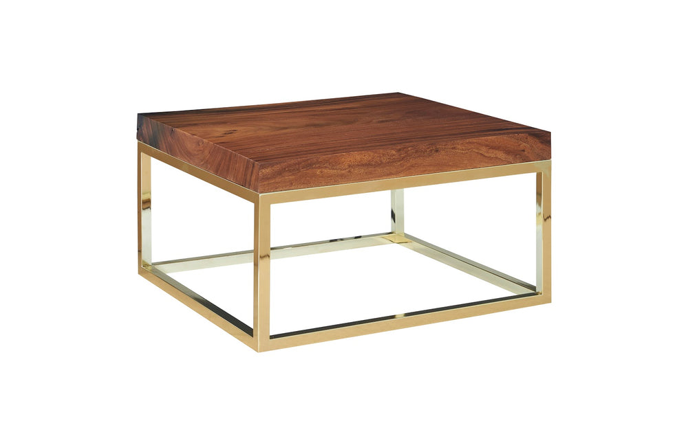 Hayden Coffee Table, Natural, Square, Plated Brass Base