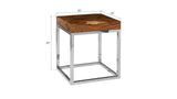 Hayden End Table, Natural, Square, Stainless Steel Base