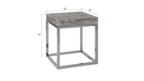 Hayden End Table, Gray Stone Finish, Square, Black Nickel Base