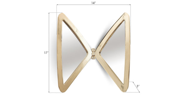 Butterfly Mirror, Plated Brass Finish