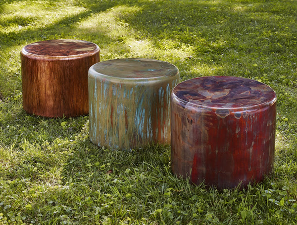 Button End Table, Lichen Finish