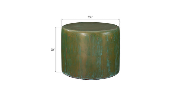 Button End Table, Lichen Finish