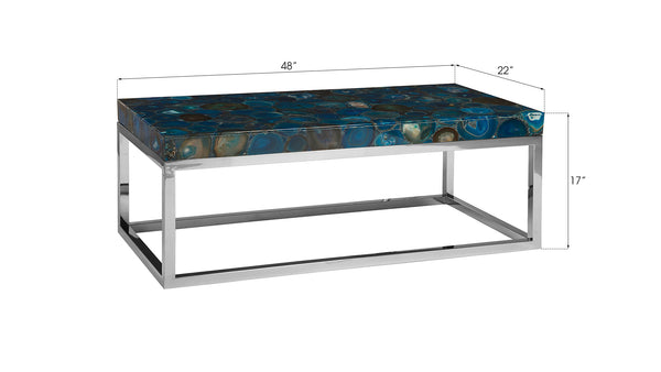 Agate Coffee Table, Stainless Steel Base