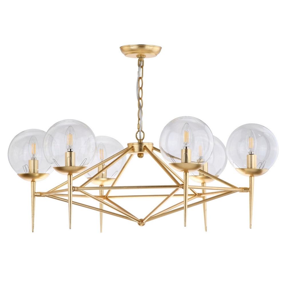 Greyor Chandelier - Elegant Gold Finish with Clear Glass Shades for Dining Room or Foyer Illumination