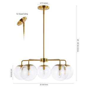Safavieh Negara Chandelier Satin Brass/Clear Metal/Glass CHA4023A