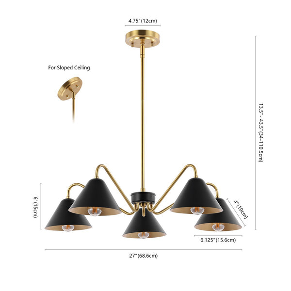 Safavieh Meissa Chandelier Black/Satin Brass Metal CHA4024A