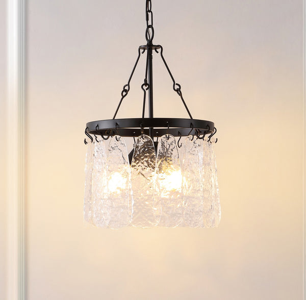 Safavieh Thryssa, 3 Light, 15 Inch, Black/Clear, Iron/Glass Chandelier CHA4055A