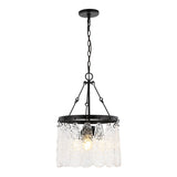 Thryssa, 3 Light, 15 Inch, Black/Clear, Iron/Glass Chandelier